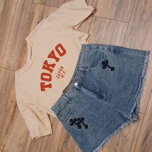 Jean Shorts with crosses